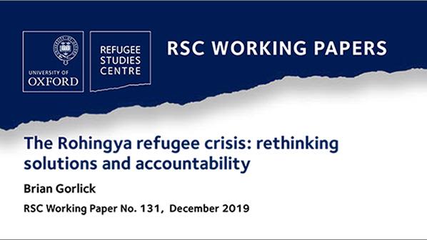 working paper cover for 'The Rohingya refugee crisis'