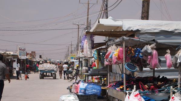 One of the market streets in Za'atari refugee camp, Jordan