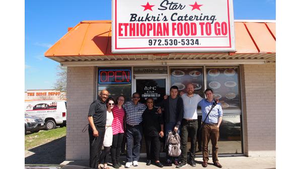 The HIP team outside a refugee-owned Ethiopian restaurant