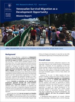 Research in Brief: Venezuelan Survival Migration as a Development Opportunity